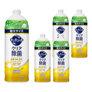 Kao 花王 Cucute 珂珂透 餐具洗碗精補充瓶 檸檬香, 700ml, 5瓶