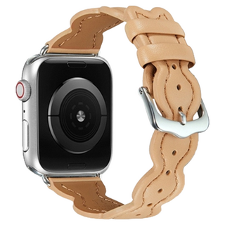 DAYA 波浪魚尾皮革錶帶 Apple Watch, 泰迪棕, 1條