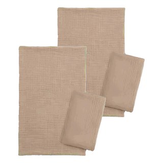 KU.KU Duckbill 酷咕鴨 雲朵皺布六層紗布澡巾, 大地棕, 2條