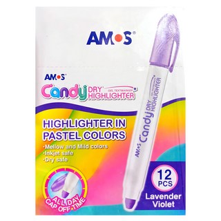 AMOS 阿摩司 Candy 果凍螢光筆 粉彩色系, 馬卡紫, 12支