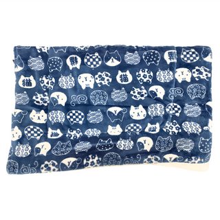 法蘭絨軟綿綿寵物墊 加厚三層 柔軟舒適, L(79 x 60cm), 藏青貓咪, 1個