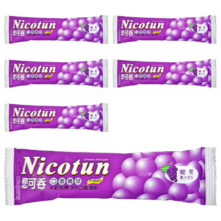 Nicotun 您可吞 葡萄軟Q糖，含綠茶素 口氣清新, 15g, 6包