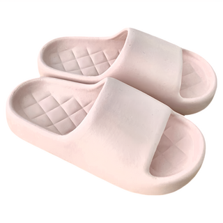 超厚造型踩屎感拚色EVA軟底防滑耐磨拖鞋 粉色, 35~36