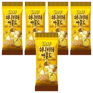 HBAF 杏仁果 蜂蜜奶油味, 方便攜帶的隨手包, 30g, 5包