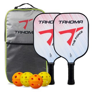 Tahoma 匹克球球拍 J-172 2入 + 球 4入 + 球袋組, 1套, 黑色 + 白色