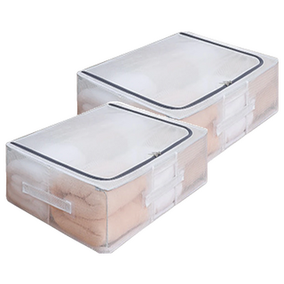 德利生活 超大防水床底收納箱 中(50 x 40 x 15cm) 2個, 透明