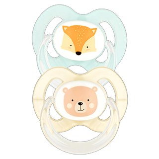 BABYNOVA 矽膠拇指安撫奶嘴2入組, 6~18個月, 綠狐狸 + 黃小熊, 1套