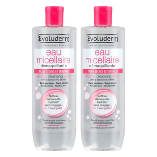 Evoluderm 潔膚卸妝水 臉部眼唇卸妝 溫和不刺激 低過敏性, 500ml, 2瓶