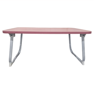 折疊電腦桌平面無屜款 木質金屬材質 可折疊設計 輕輕鬆納 帶卡槽和杯托, 60 x 40 x 28cm, 粉色