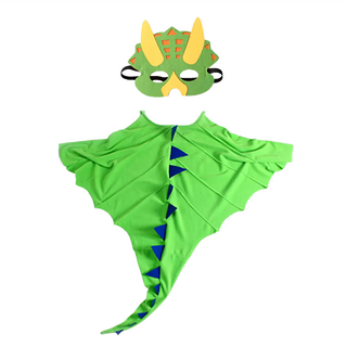 摩達客 MODA客 兒童恐龍造型斗篷二件組 COSPLAY派對變裝扮 不織布尼龍布, 綠色, 1組