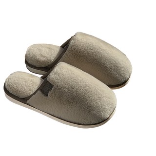 AHOYE 舒適厚底防滑加絨保暖拖鞋/居家室內毛毛拖鞋, 290mm, 可可棕