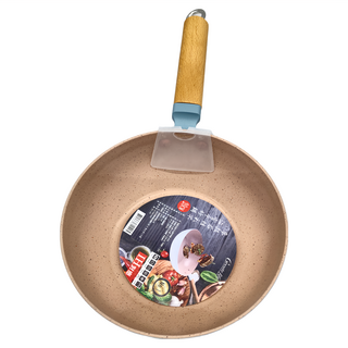 麥飯石炫彩不沾雪平炒鍋 20cm 鋁合金 櫸木手柄, 1個