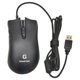 GIGASTONE 立達 電競滑鼠, 8個可自訂按鍵, 3200 DPI高精準靈敏度, 1.8公尺強化編織線, GM-X031, 黑色