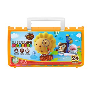 SIMBALION 雄獅 奶油獅 BLM 透明盒彩色筆 24色 姓名標籤 手提式設計 色彩豐富鮮豔 方便收納, 1盒