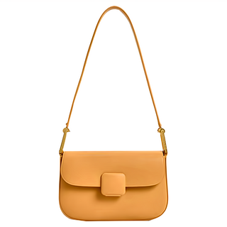 頭層牛皮肩背包斜背包方包 簡約時尚女包, 卡其色, 21 x 4 x13cm