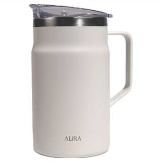 AURA 艾樂 台灣公司貨 簡約不鏽鋼把手保溫杯, 600ml, 橡白色, 1個