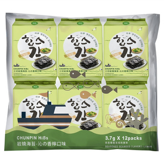 chun pin 雋品 岩燒海苔 沁の香檸口味 12包, 44.4g, 1袋