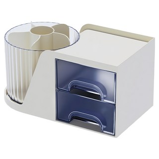 iSFun 辦公收納 2合1旋轉筆筒收納盒, 1個, 白色