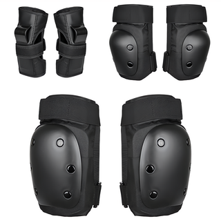 直排輪防摔護具6件組, 黑色, 1組