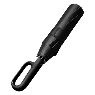 20骨環扣自動傘，附贈背帶傘套和環扣掛勾，晴雨兩用高效防曬，105公分超大傘面, 商務黑