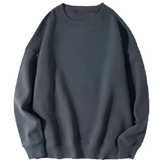 落肩情侶大學T 厚磅挺版, 均碼, 深灰