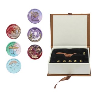 頭木柄火漆印章禮盒 Set 6章頭, 1盒, 時光系列