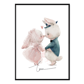 Yes I do 掛畫, 兔子情侶裝飾畫, 40 x 30cm, 黑色