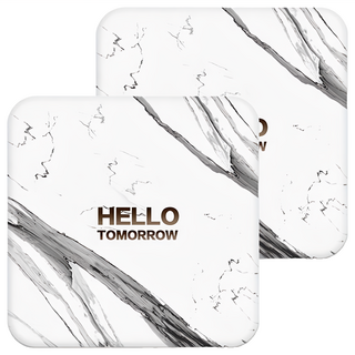 FEEPOP 硅藻土吸水杯墊 高嶺水藻 天然材料 除汙 無有害物質 隔熱/吸水/防潮, 大理石紋 白色, 正方形(10 x 10x 0.8cm), 2個