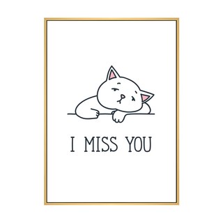 有框畫 貓的murmur 我想你 附PS環保樹脂框+油画布+松木內框, 原木色