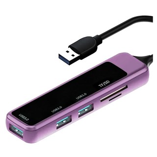 Type-C/USB 五合一多功能轉接頭集線器 原廠保固, 紫色, 1個