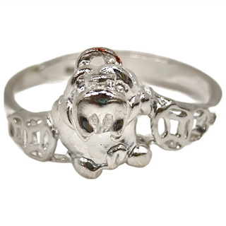 馥瑰馨盛 五銀財庫貔貅銀戒指 925銀, 13號(內直徑1.75cm), 銀色