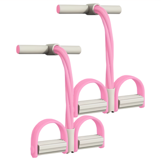 MICHAEL FITNESS 麥克健身 六管腳蹬拉力器, 薔葳粉, 2個