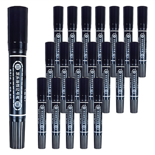 小麥購物 油性雙頭記號筆 G636 2mm/1mm 16g, 黑色, 20支