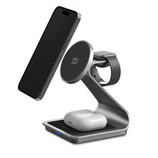 HODA 好貼 三合一磁吸無線充電座 附 A to C 充電線 9 x 9.6 x 12.7cm 225g, 太空灰, 1個