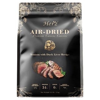 Herz 赫緻 無穀低溫風乾犬飼料, 美饌嫩鹿佐頂級鴨肝, 1袋, 1kg