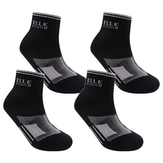 ELLE HOMME 法式厚底透氣運動襪, 25~27cm, 黑色