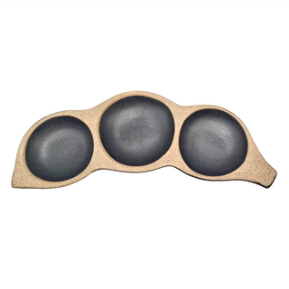 Mukyung 手工陶瓷豌豆碟, 三格調味碟, 黑色, 1個