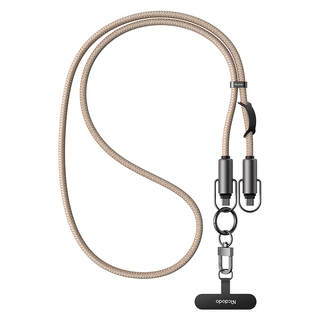 Mcdodo 麥多多 二合一手機掛繩 Type-C/PD 充電傳輸快充線 60W大功率 適用iPhone16/15全系列, 1.2m, 卡其, 1條