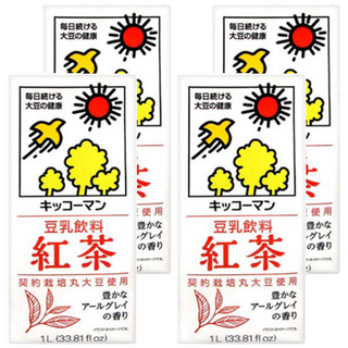 KIKKOMAN 龜甲萬 豆乳 契約栽培丸大豆使用 濃郁的阿薩姆紅茶風味, 1L, 4入