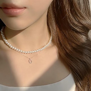 ellajour 女性簡約疊戴珍珠項鍊 單一顏色 4mm