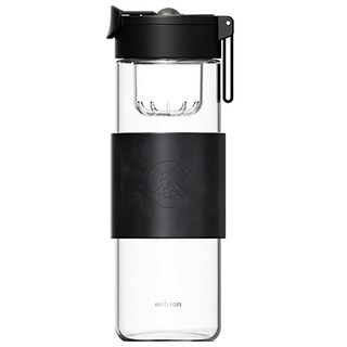 nobvan 諾百紛 磁彈杯, 580ML 高硼硅玻璃 磁彈泡茶杯 茶水分離, 玻璃黑, 1個