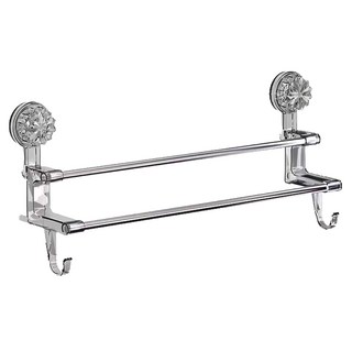 apex Innovation 不鏽鋼雙桿無痕吸盤毛巾架 長款, 58.8 x 21 x 10.5cm, 透灰, 360g, 1個