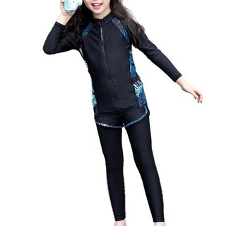 愛北鼻之家 一家人的泳衣 Set, 兒童三件組 (外套, 泳褲, 防曬長褲), 3XL, 女童