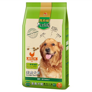Petlife 寶多福 成犬專用 美食犬餐 乾飼料 納豆菌+絲蘭萃取物+有機礦物質鋅 圓顆粒設計, 雞肉, 7.5kg, 1袋