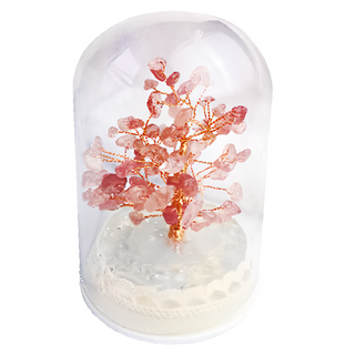 發光水晶發財樹 (草莓晶), 玻璃罩可旋開, 1個