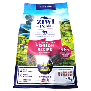 ZIWI 巔峰 經典系列 全齡狗飼料 鹿肉 96%鹿肉、內臟和紐西蘭綠唇貽貝, 2.5kg, 1袋