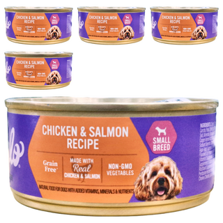 Halo 嘿囉 成犬無穀主食罐 小顆粒, 雞肉燉鮭魚, 156g, 5罐