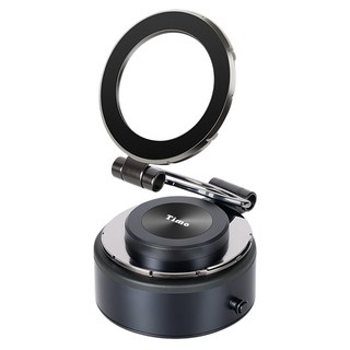 Timo 360度旋轉 電動真空吸附摺疊磁吸支架, 黑色, 1個