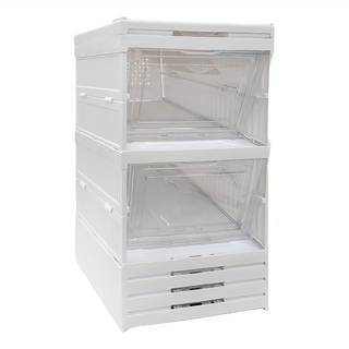 摺疊鞋盒 免安裝 一體式 可視摺疊 加大尺寸46碼鞋可收納, 白色, 1個