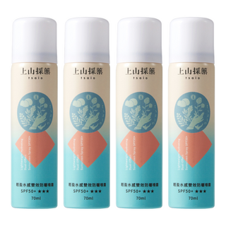 tsaio 上山採藥 輕盈水感雙效防曬噴霧 SPF50+ 70ml 高效防曬、清爽保濕、隨時補噴, 4瓶